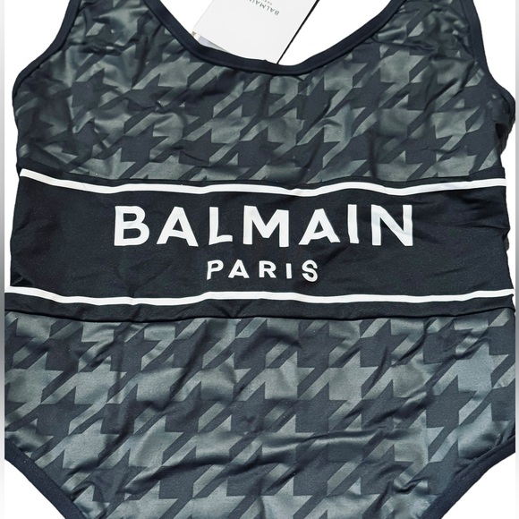 BALMAIN***Black Houndstooth One-Piece Swimsuit***Small $580 - Picture 8 of 10